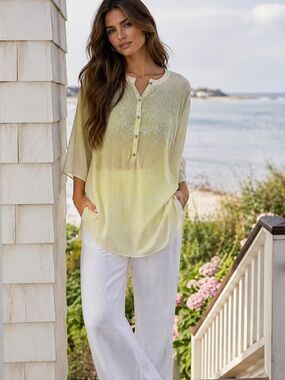 J. Jill Light Green Patterned Tunic M/L